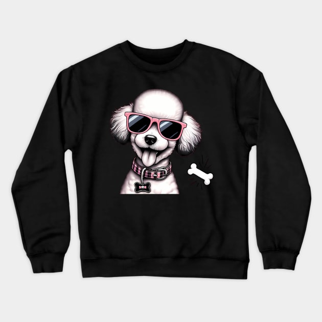 Funny Poodle with Sunglasses Crewneck Sweatshirt by CreativeSparkzz